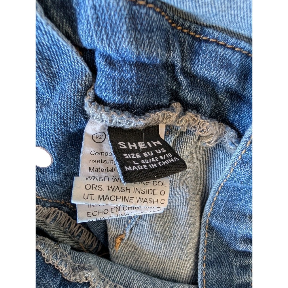 Shein Girl's Shorts‎ Overall Size Large Denim Rolled Hem 3 Button Sides - Picture 3 of 3